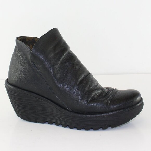 Fly London Leather Wedge Bootie Womens (EU 37/US 6.5) - Picture 1 of 10